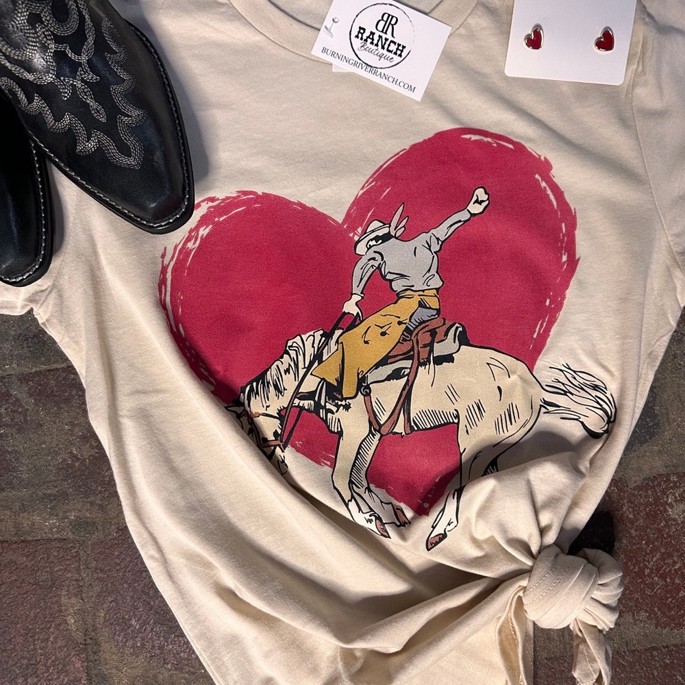 NWT Buckin Heart Tee